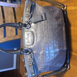 Coach Madison Crocodile Embossed Leather Satchel